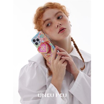 UNEUPEU 原創可愛小熊格紋蝴蝶結星彩色格紋全包雙層軟殼適用蘋果iPhone14手機殼15pro