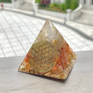 【金髮晶+紅兔毛】 奧根能量塔Orgonite (6cm/5cm/4cm)
