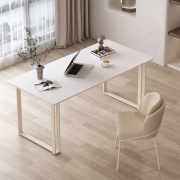 免運 開發票 奶油風巖板書桌家用電腦桌書房輕奢巖板極簡寫字臺辦公桌簡約桌子 快速出貨