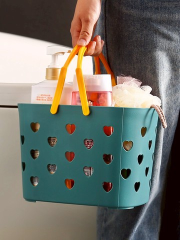 手提洗澡籃子浴室浴筐女可愛澡籃裝洗漱用品洗浴藍沐浴宿舍收納框