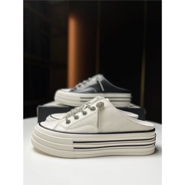 歐貨真皮厚底包頭半拖鞋女春夏涼拖鞋女2025年新款拖鞋外穿涼拖夏