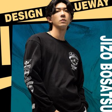 地藏小王 BLUE WAY – 美式單袖標章薄長TEE(黑)