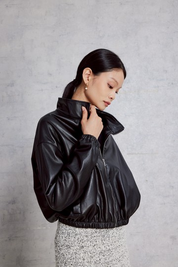 25FW 仿皮拉鍊外套