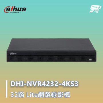 昌運間監視器 大華 DHI-NVR4232-4KS3 32路 1U 2HDD Lite 網路錄影機 監控主機
