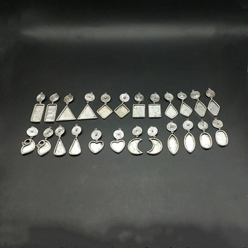 民族手工飾品苗銀diy耳環底托空托配件 鑲嵌繡片多款流蘇耳環托