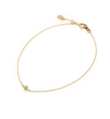 8月誕生石 K10 橄欖石單鑽手鍊 ~Petela~ (亦可選 K18)