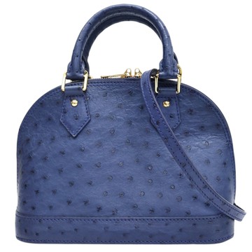 LOUIS VUITTON LV 路易威登 藍色 鴕鳥皮 Alma BB 兩用包 (缺鎖) N91235 【二手名牌BRAND OFF】