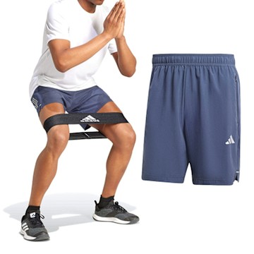 Adidas GYM+ 3S WV SHT 男款 藍色 排汗 口袋拉鍊 短褲 IW5907
