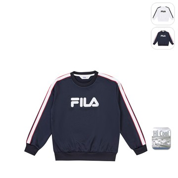 【FILA】KIDS 孩童款 吸濕排汗 長袖圓領T恤-丈青 1TEY-8405-NV