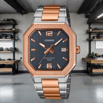 CASIO 卡西歐 八角日期指針手錶 不鏽鋼帶 考試錶 學生錶 MTP-B195RG-2AV