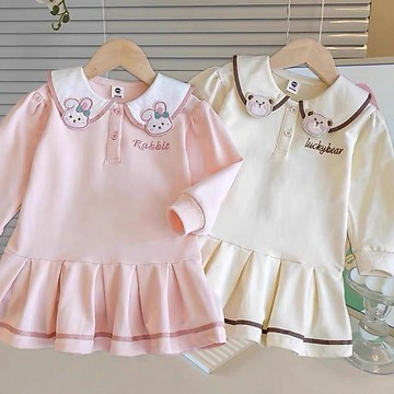 【秋季上新】秋裝女童衛衣裙POLO連身裙春秋兒童公主裙寶寶學院風娃娃領裙潮 女童長袖春秋百褶裙 兒童氣質洋裝公主裙