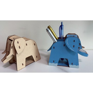 diy材料包 大象筆筒 DIY彩繪 原木 材料包 組合 動物造型 簡易組合