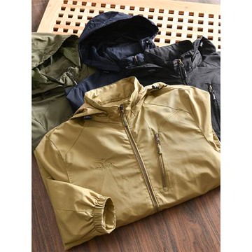 戶外探索系列！耐磨防潑水！外貿男士多口袋工裝沖鋒衣夾克外套秋