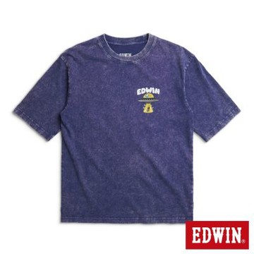 EDWIN 男裝 火星UFO水洗寬版短袖T恤-藍色
