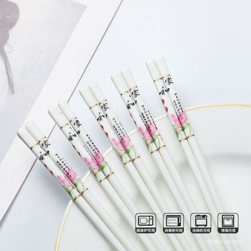⚡臺灣出貨⚡景德鎮家用陶瓷筷子食品級抗菌防黴耐高溫燒製不變形高檔瓷筷餐具 健康不發黴環保陶瓷 筷子 易清洗耐高溫防滑 O