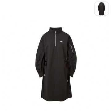 【FILA】女性 立領洋裝-黑色 5DRY-5443-BK
