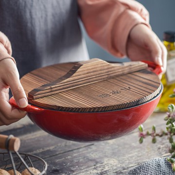 小幸福琺瑯鍋鑄鐵老式加厚炒鍋鐵鍋無涂層不粘鍋家用雙耳小炒菜鍋