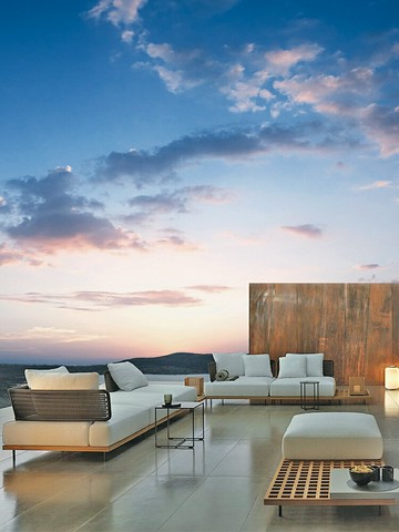 優樂悅~戶外沙發柚木組合庭院藤編茶幾酒店別墅樣板房實木新中式藤椅家具