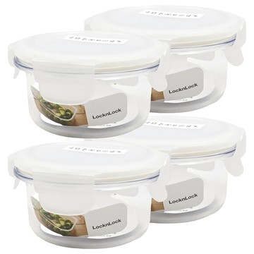 LocknLock 樂扣樂扣 圓形保鮮盒 白色  150ml  4個