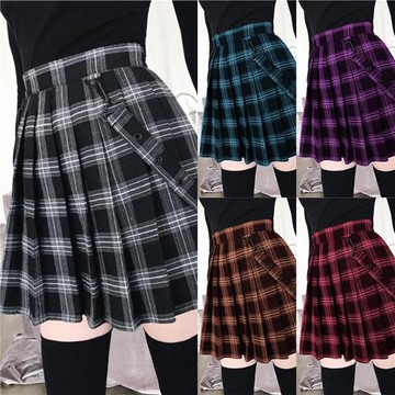 Casual slim A-line plaid skirt for women 休閑顯瘦A字格子短裙