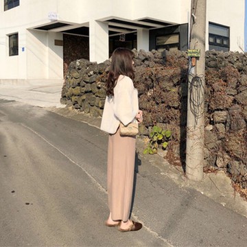 休閑褲女秋冬新款時尚復古韓版磨毛直筒長褲子女顯瘦百搭闊腿褲潮1入