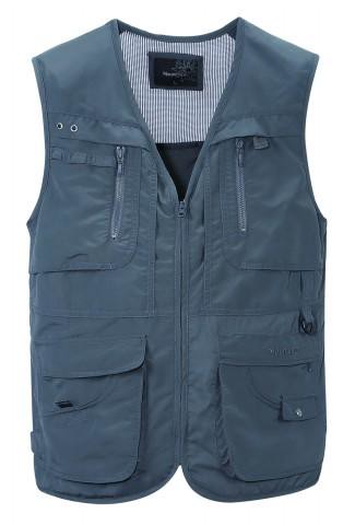 ├登山樂┤台灣 MOUNTNEER 山林 中性抗UV多口袋背心-深灰 # 31V01-11