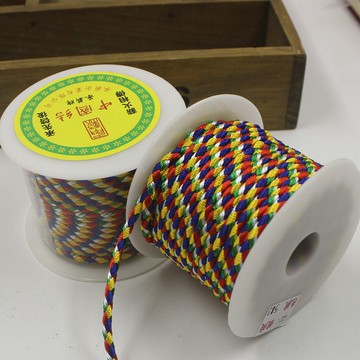 現貨臺灣玉線 4毫米手鏈五色五彩編織繩5色佛珠線編織手鏈繩/DIY材料配件/五色金剛線/藏傳文物品