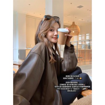 MUKOK美式復古短款機車夾克皮衣