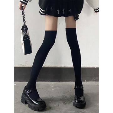 夜間教習室黑色過膝襪女夏季長腿長筒襪子jk小腿襪高筒大腿壓力襪