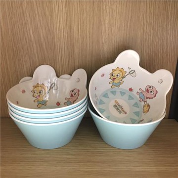 盛廣達蛋殼龍密胺兒童餐具創意可愛寶寶吃飯卡通碗勺幼兒園碗勺