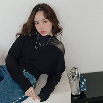 現貨★立領網紗拼接蝴蝶袖模毛羊絨上衣(共2色)1216 【NR2560】