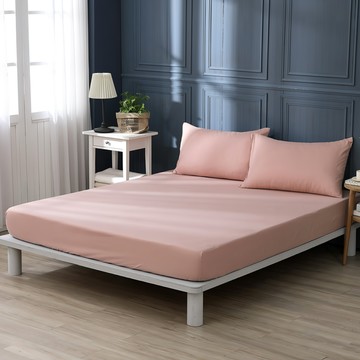 Ishur 伊舒爾 玩色主義 柔絲棉表布 柔軟舒適 吸濕透氣  床墊套 + 枕套組  單人  鮭魚粉