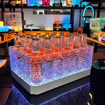 升級款冰紋酒框酒吧發光冰桶KTV派對創意亞克力啤酒框防摔香直銷