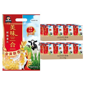 QUAKER 桂格 美味三合一麥片 金黃穀香 10包  33g  30袋