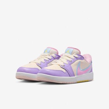 Nike 休閒鞋 Air Jordan 1 Low RM 大童 女鞋 紫 麂皮 毛絨 IM6668-161
