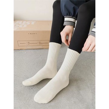 冬季襪子女純色純棉高橡筋毛圈襪加厚保暖毛巾襪高腰運動襪2215