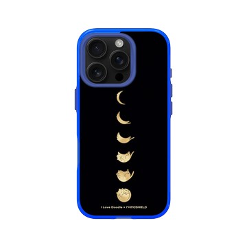 iPhone 16 Pro Clear 激光藍 - ilovedoodle (Lim Heng Swee) - Cat Landscape - Cat Phases Black 貓咪月象-黑