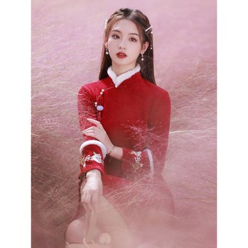 秋季旗袍2025年新款紅色春款加厚改良年輕款高端氣質長袖春秋