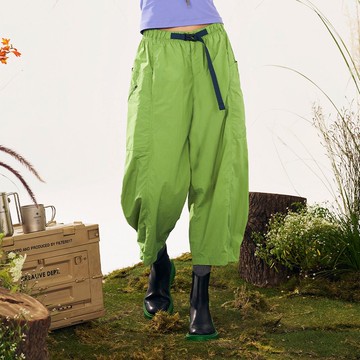 元動力 戶外工裝風多口袋九分錐形褲(綠；S-L)