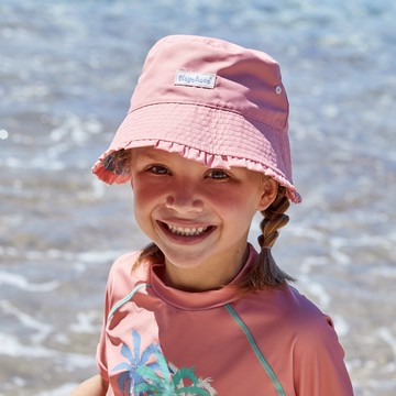 德國PlayShoes 嬰兒童抗UV防曬水陸兩用雙面漁夫帽-棕梠樹 - 51cm