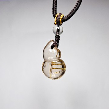 天然水晶 鈦晶葫蘆造型項鍊 WB017