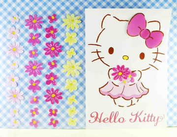 【震撼精品百貨】Hello Kitty 凱蒂貓 KITTY貼紙-雙面貼紙-花 震撼日式精品百貨