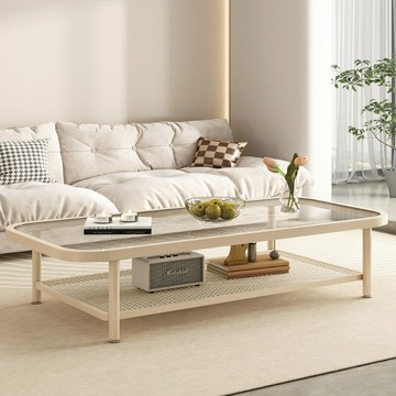 ??快速出貨?? 公司貨 茶幾客廳家用奶油2023高級長虹鋼化玻璃小戶型新款茶桌陽臺