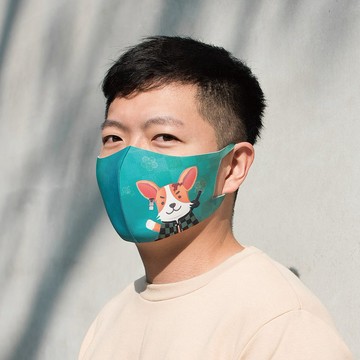 犬系列-琉璃綠─3D立體透氣抗菌口罩2入