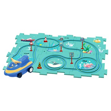 拼圖軌道車 基礎拼圖 益智拼接 滑行小車 親子互動  4片  1組