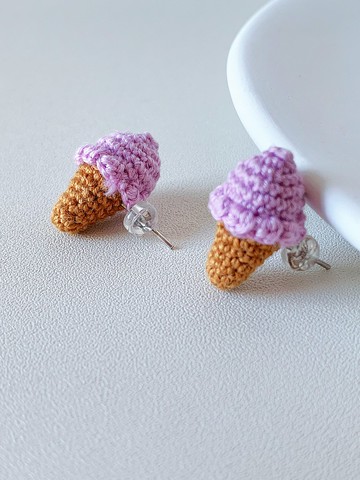微鈎雪糕耳環針織 鉤織