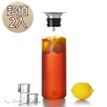 【LINOX】360度重力控水高硼硅玻璃冷水壺900ML_2入組(玻璃壺/玻璃瓶/水瓶/冷水瓶/冷水壺/飲料壺/咖啡壺/廚之坊/Linox)
