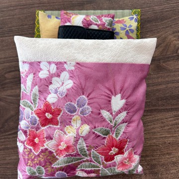 [幸運物品] 增加錢包的皮夾被褥，和服圖案，粉紅花痴圖案，日式圖案