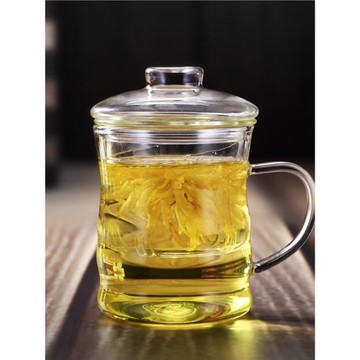 加厚高硼硅耐熱玻璃杯竹節杯三件套杯透明帶蓋水杯過濾花茶泡茶杯