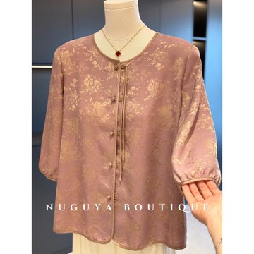 新中式國風媽媽裝襯衫女七分袖夏裝新款上衣大碼氣質中老年人襯衣